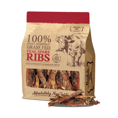 Absolute Bites Air Dried Veal Spare Ribs Dog Treats 250g (Large Bag)