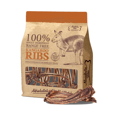 Absolute Bites Air Dried Kangaroo Ribs Dog Treats 250g (Large Bag)