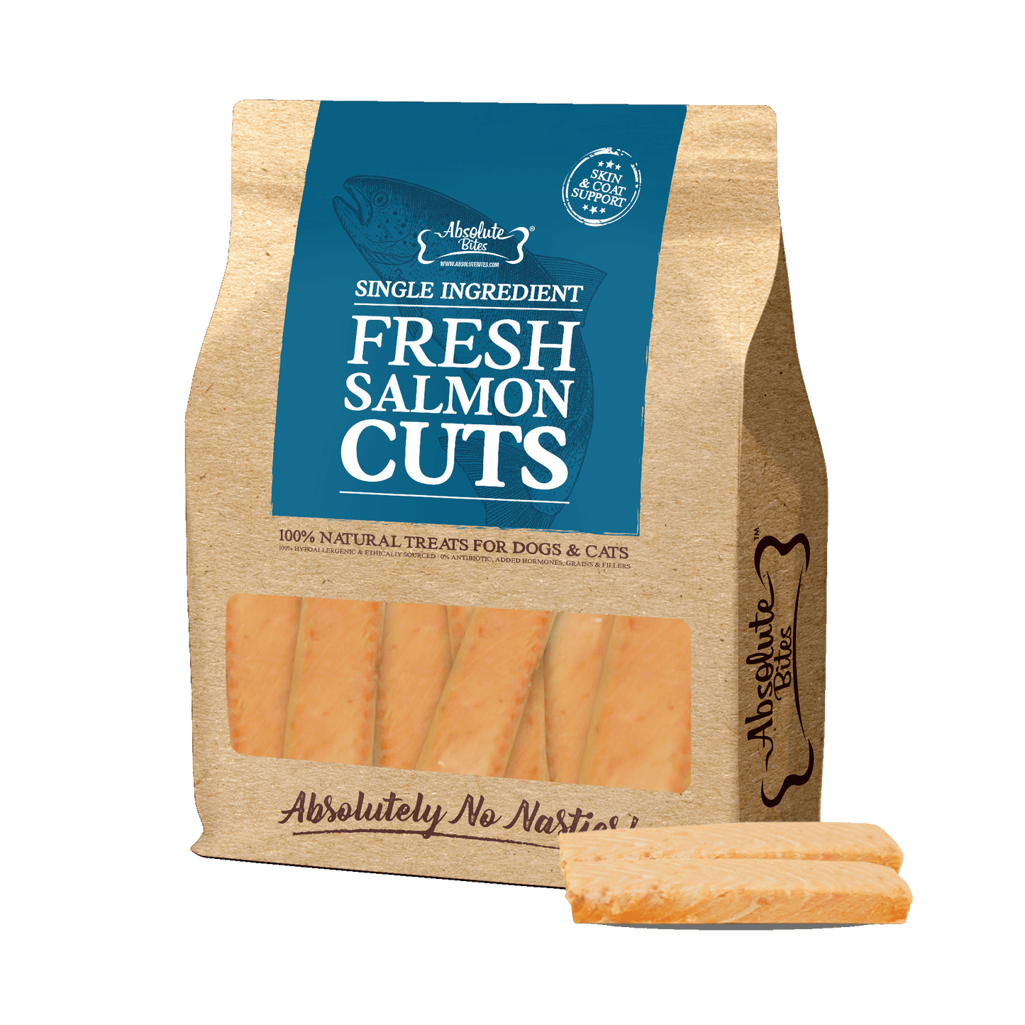 Absolute Bites Fresh Cut Salmon Cuts Dog & Cat Treats (Large Bag)