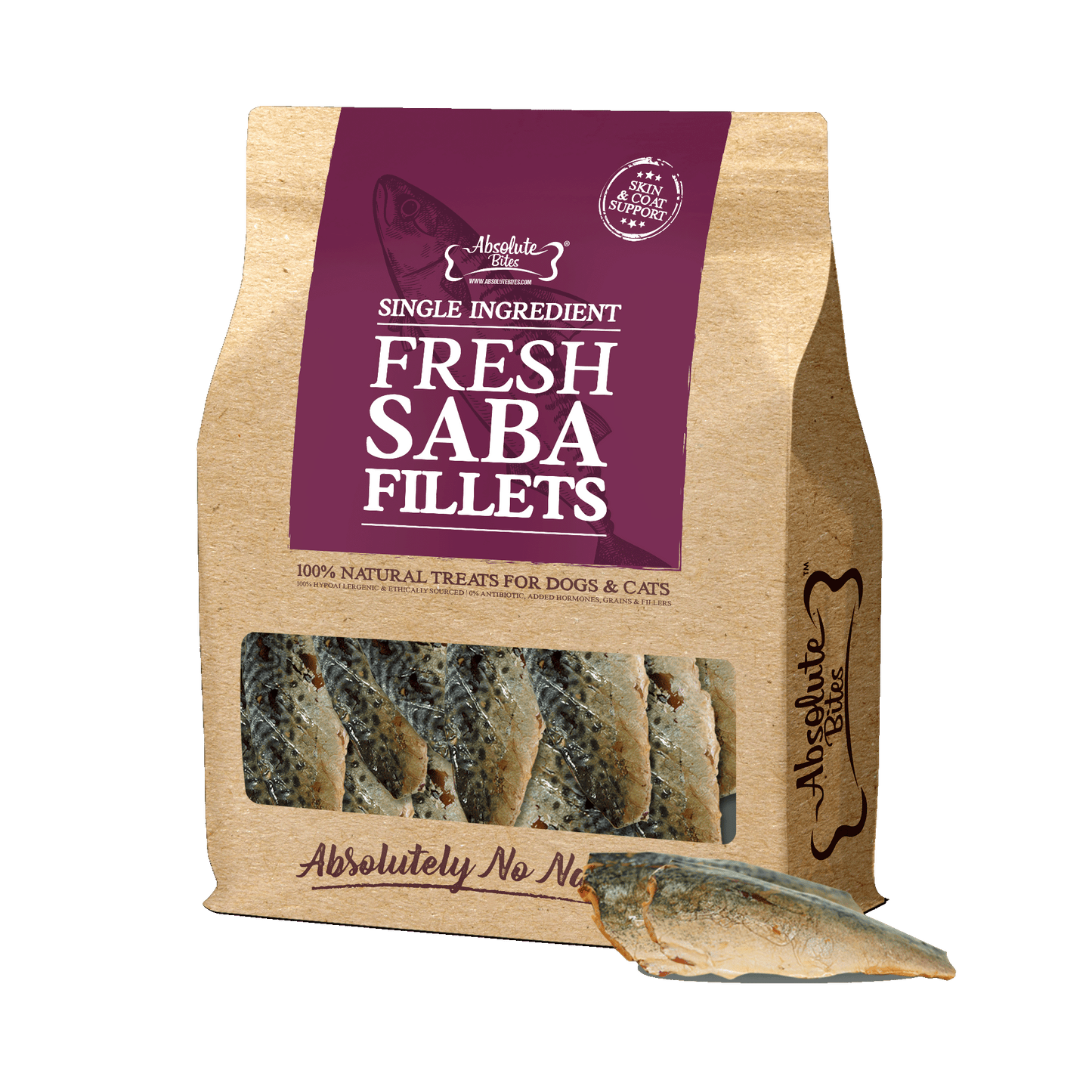 Absolute Bites Fresh Cut Saba Fillets Dog & Cat Treats (Large Bag)