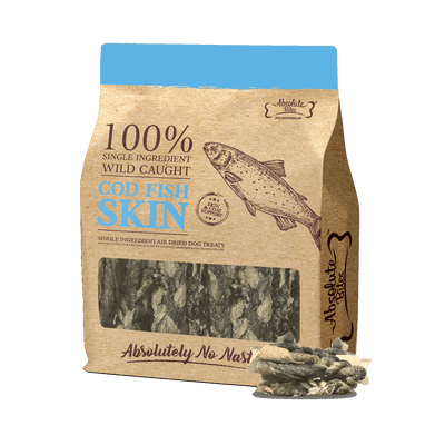 Absolute Bites Air Dried Cod Fish Skin Dog Treats (2 sizes)