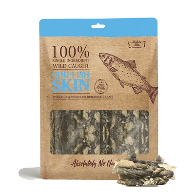 Absolute Bites Air Dried Cod Fish Skin Dog Treats (2 sizes)