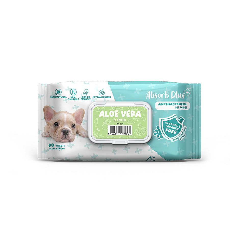 [As Low As $3.50 Each] Absorb Plus Aloe Vera Antibacterial Pet Wipes 80s