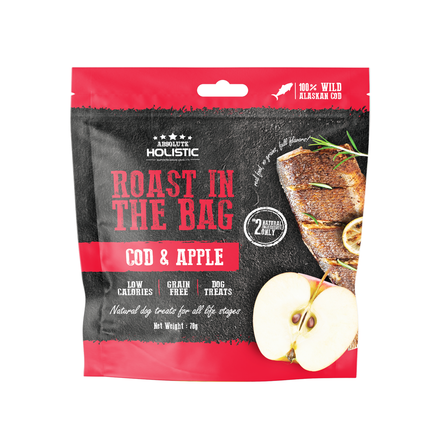Absolute Holistic Roast In The Bag Cod & Apple Natural Dog Treats (2 Sizes)