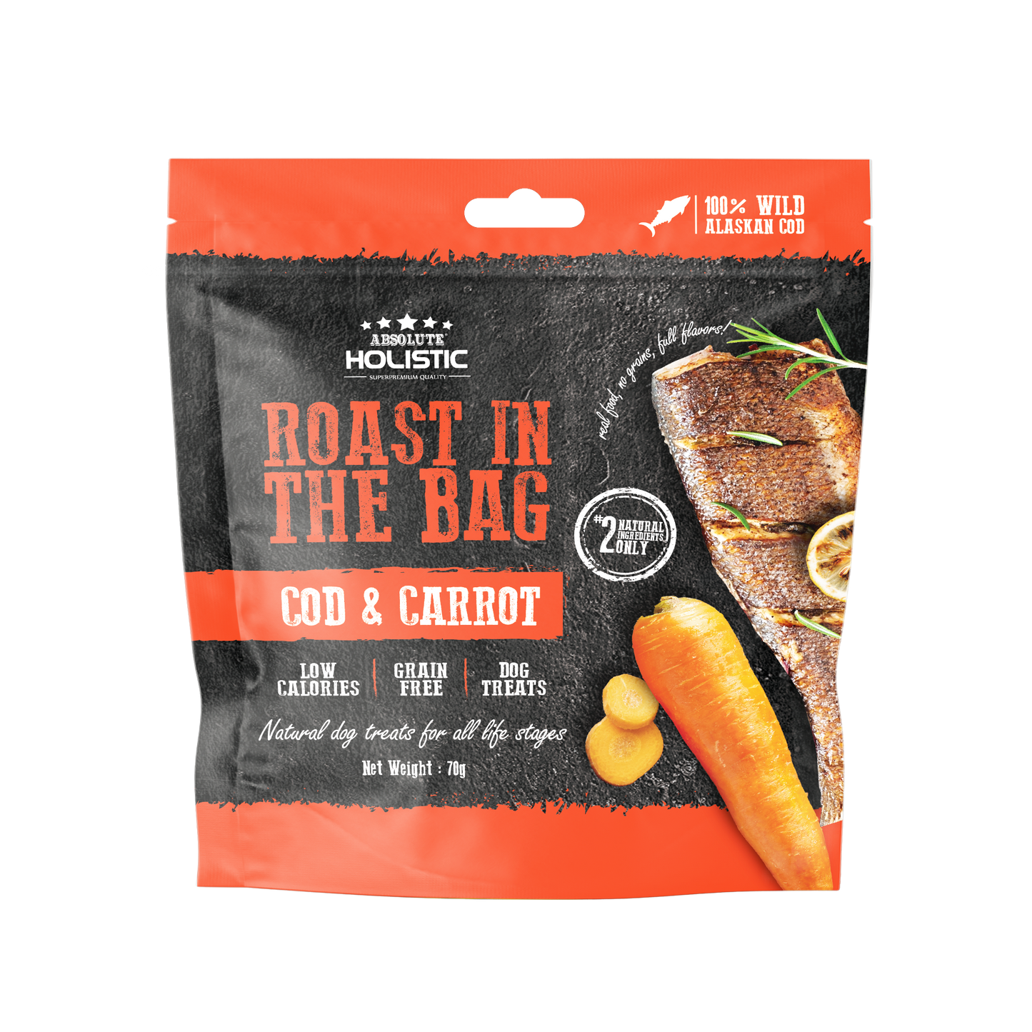 Absolute Holistic Roast In The Bag Cod & Carrot Natural Dog Treats (2 Sizes)