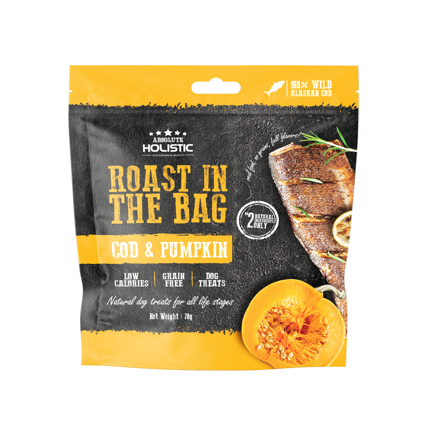 Absolute Holistic Roast In The Bag Cod & Pumpkin Natural Dog Treats (2 Sizes)