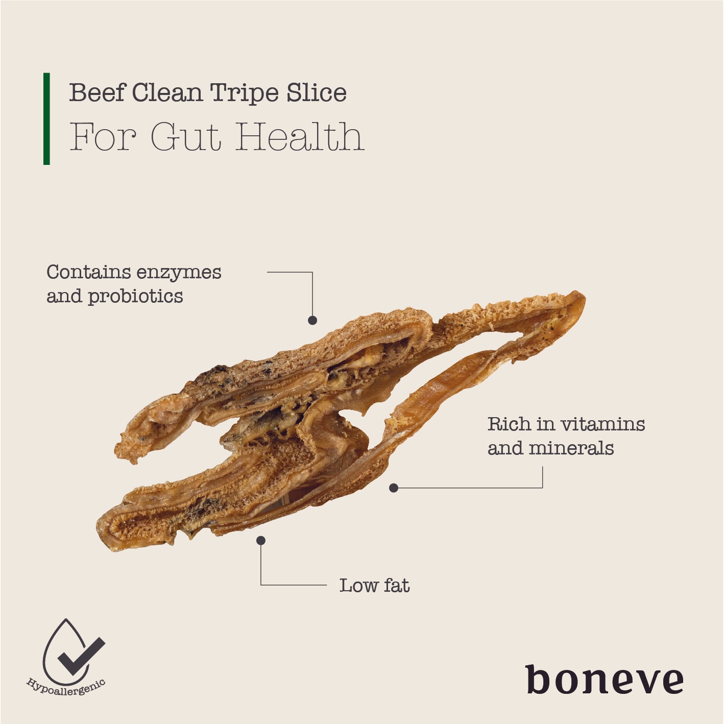 [Up to EXTRA 11% OFF] Boneve Free-Range Grass-Fed Beef Clean Tripe Slice Air Dried Dog Treats 100g