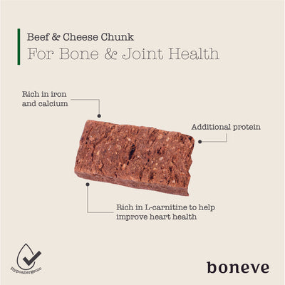 [Up to EXTRA 11% OFF] Boneve Free-Range Grass-Fed Beef and Cheese Chunks Air Dried Dog Treats 150g