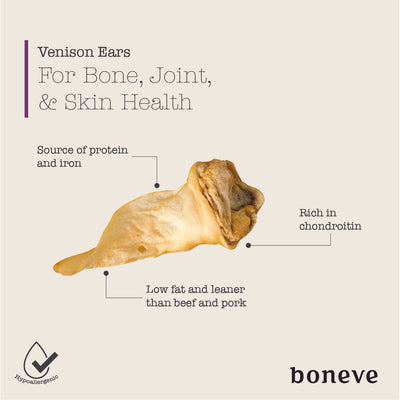 [Up to EXTRA 11% OFF] Boneve Free-Range Grass-Fed Venison Ear Air Dried Dog Treats 70g