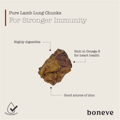 [Up to EXTRA 11% OFF] Boneve Free-Range Grass-Fed Lamb Lung Chunks Air Dried Dog Treats 70g