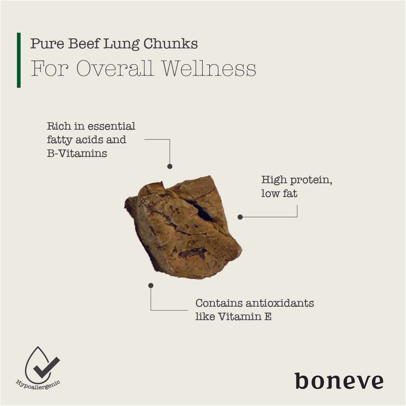 [Up to EXTRA 11% OFF] Boneve Free-Range Grass-Fed Beef Lung Chunks Air Dried Dog Treats 100g