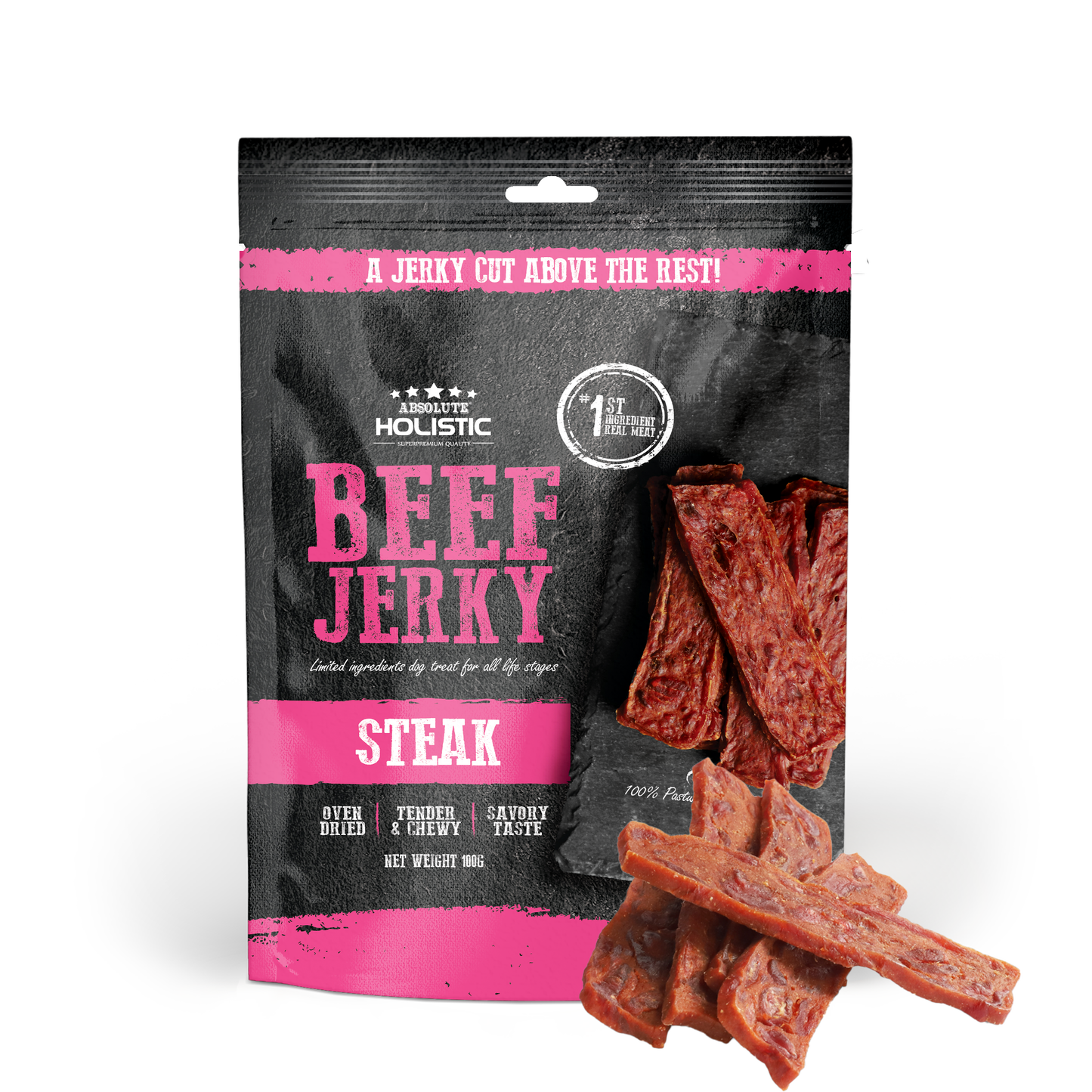[Up to EXTRA 10% OFF] Absolute Holistic Grain-Free Beef Steak Jerky Treat for Dogs 100g