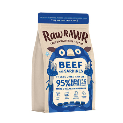 Raw Rawr Beef & Sardine Freeze Dried Raw Diet Dog & Cat Food 350g