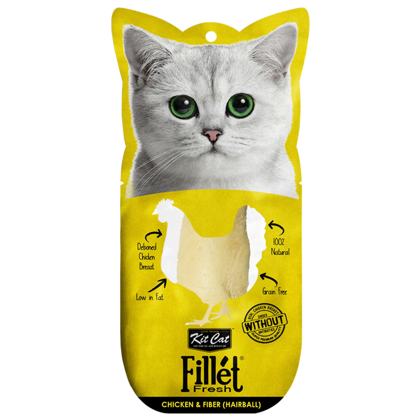[5 for $10.50] Kit Cat Fillet Fresh Chicken & Fibre (Hairball) Cat Treat