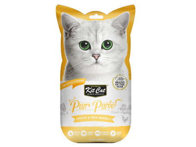 [As Low As $3.30 Each] Kit Cat Purr Puree Chicken & Fiber Cat Treat 60g