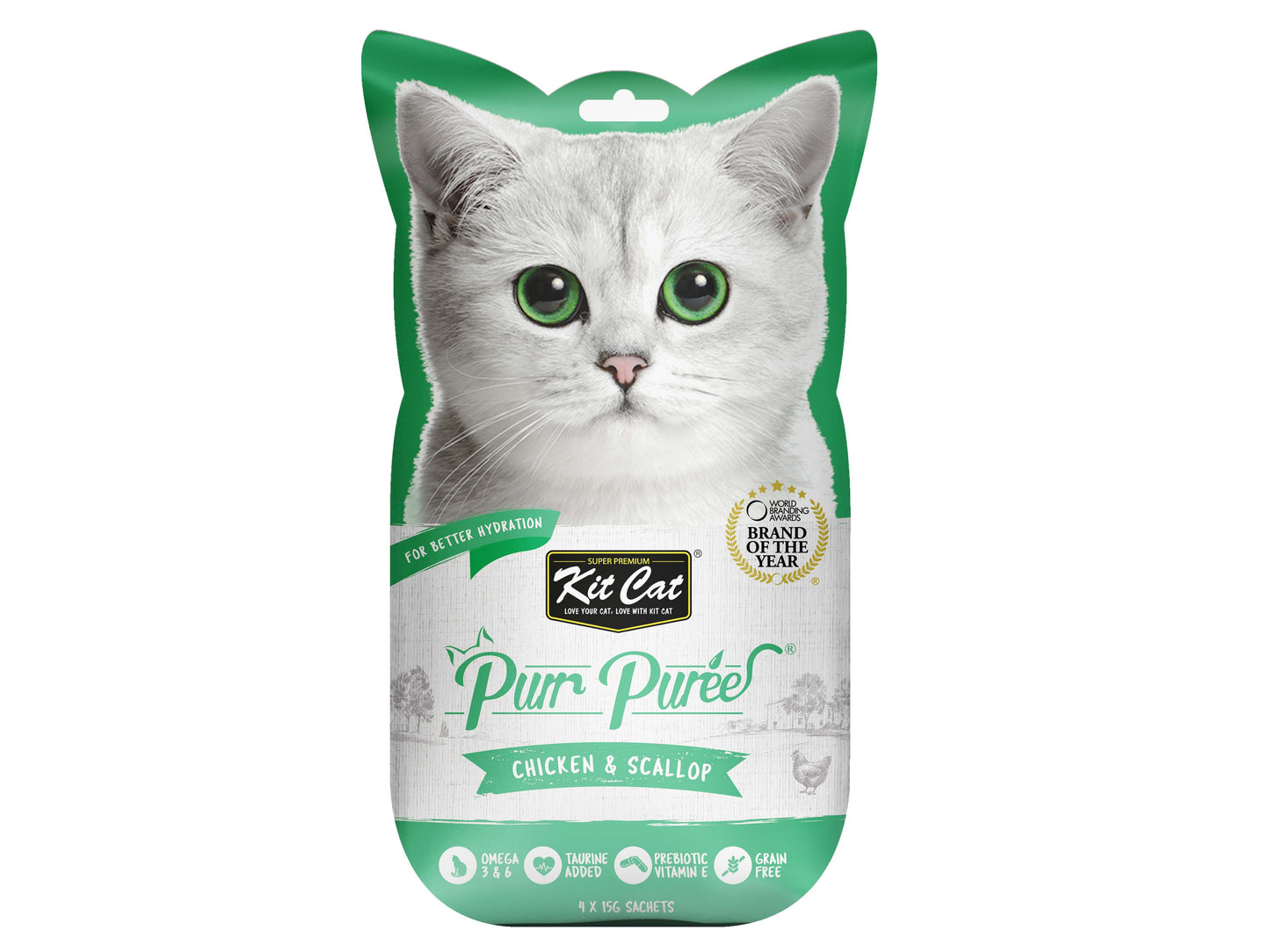 [As Low As $3.30 Each] Kit Cat Purr Puree Chicken & Scallop Cat Treat 60g