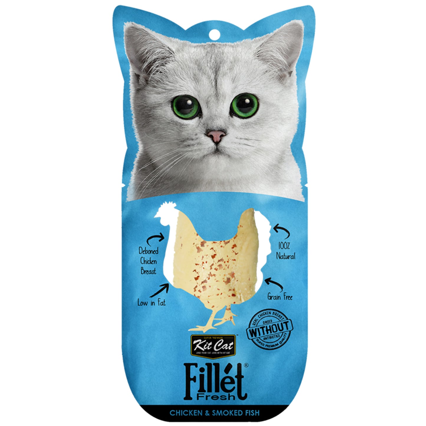 [5 for $10.50] Kit Cat Fillet Fresh Chicken & Smoked Fish Cat Treat