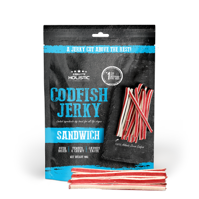 [Up to EXTRA 10% OFF] Absolute Holistic Grain-Free Codfish & Whitefish Sandwich Jerky Treat for Dogs 100g
