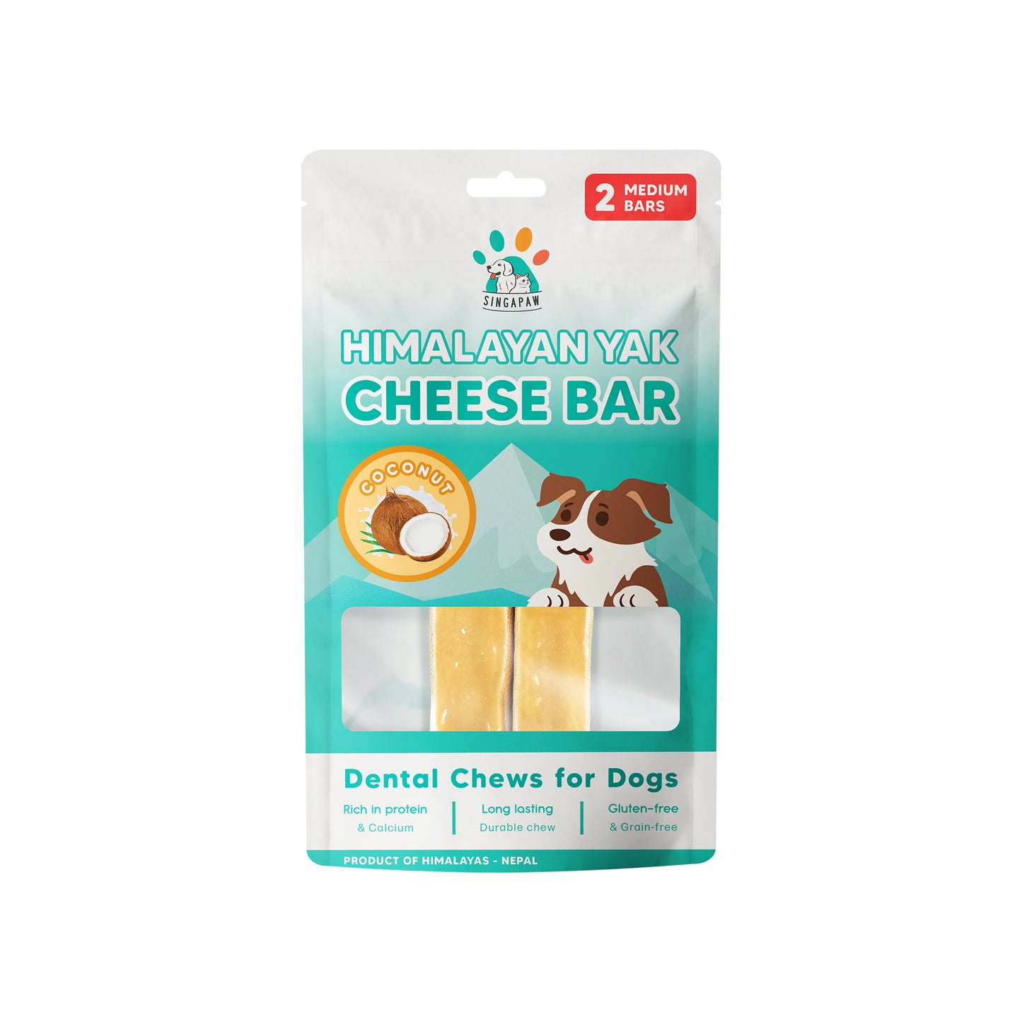 [3 for 5% Off] SingAPaw Himalayan Cheese Bar Coconut Dental Chew for Dogs 130g (2pc)