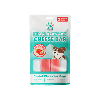 [3 for 5% Off] SingAPaw Himalayan Cheese Bar Strawberry Dental Chew for Dogs (3 sizes)