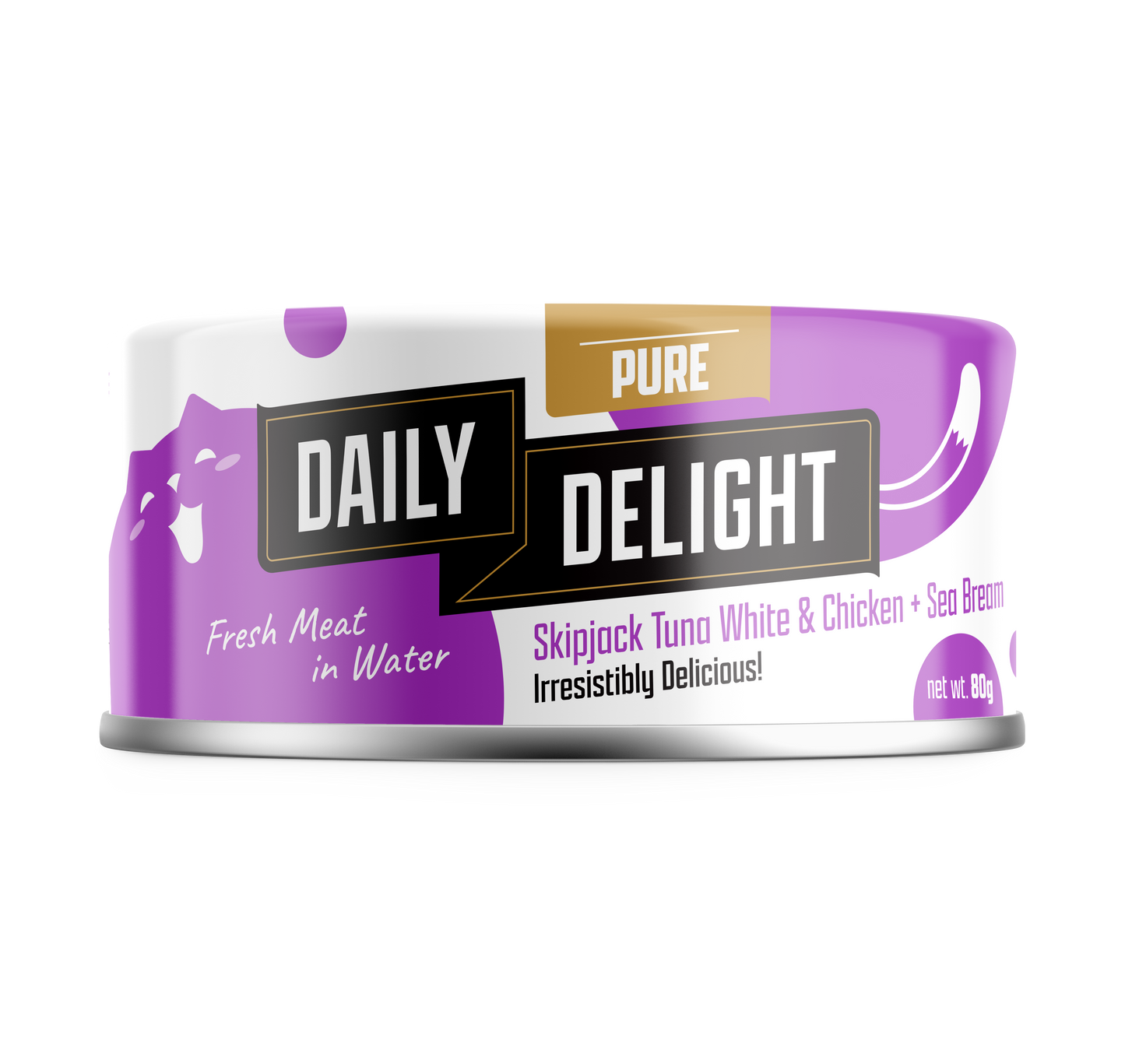 Daily Delight Pure Skipjack Tuna White & Chicken with Sea Bream Cat Canned Food 80g