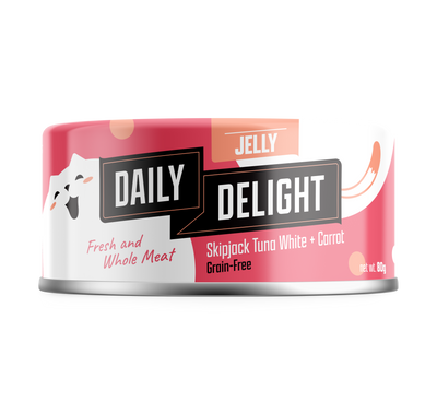 [As Low As $1.25 Each + FREE Happea Litter] Daily Delight Skipjack Tuna White with Carrot in Jelly Cat Canned Food 80g