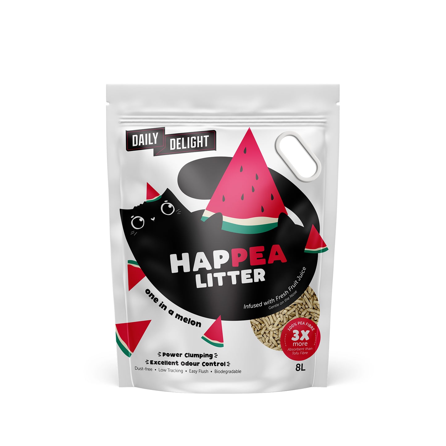 Daily Delight Happea Litter One in a Melon Watermelon Scented Cat Litter 8L (Bundle of 6)