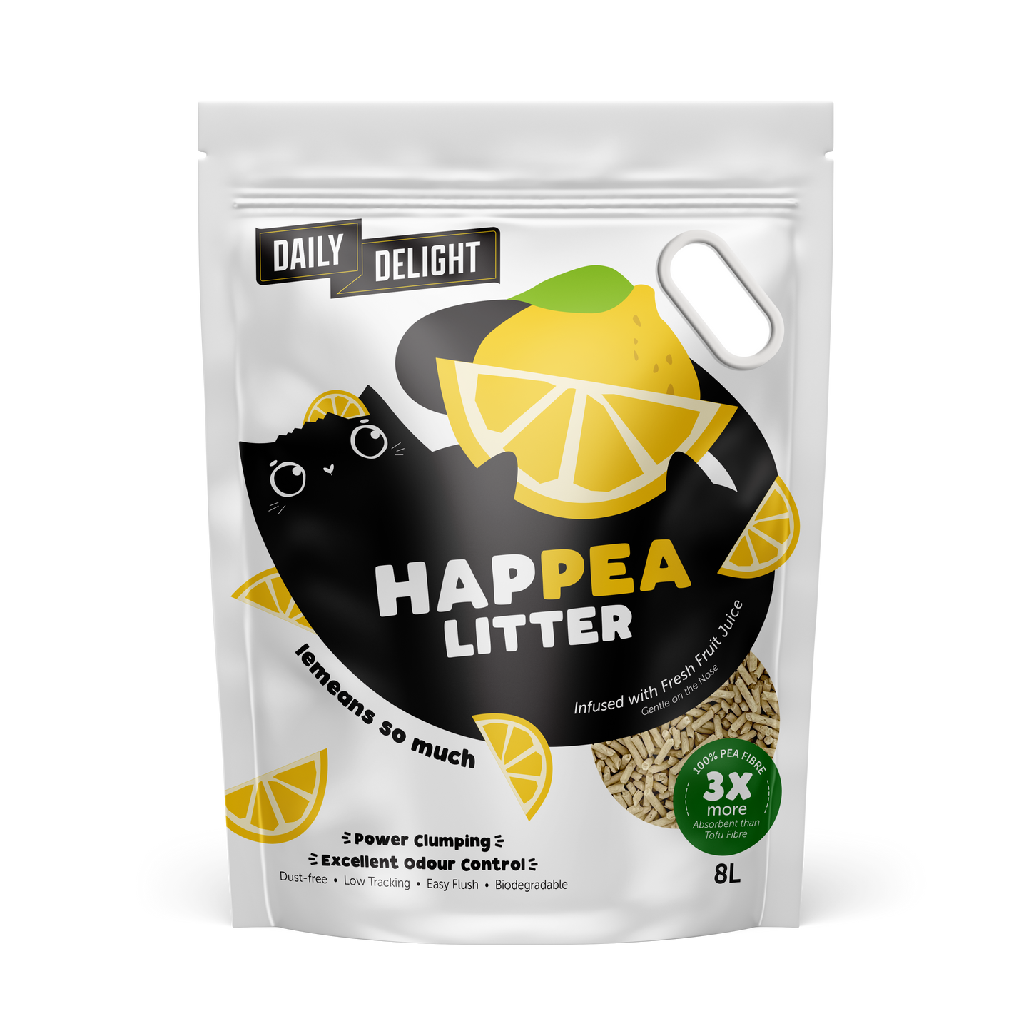 Daily Delight Happea Litter Lemeans So Much Lemon Scented Cat Litter 8L (Bundle of 6)