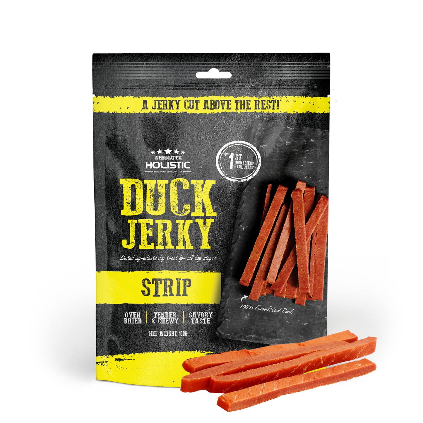 [Up to EXTRA 10% OFF] Absolute Holistic Grain-Free Duck Loin Strip Jerky Treat for Dogs 100g