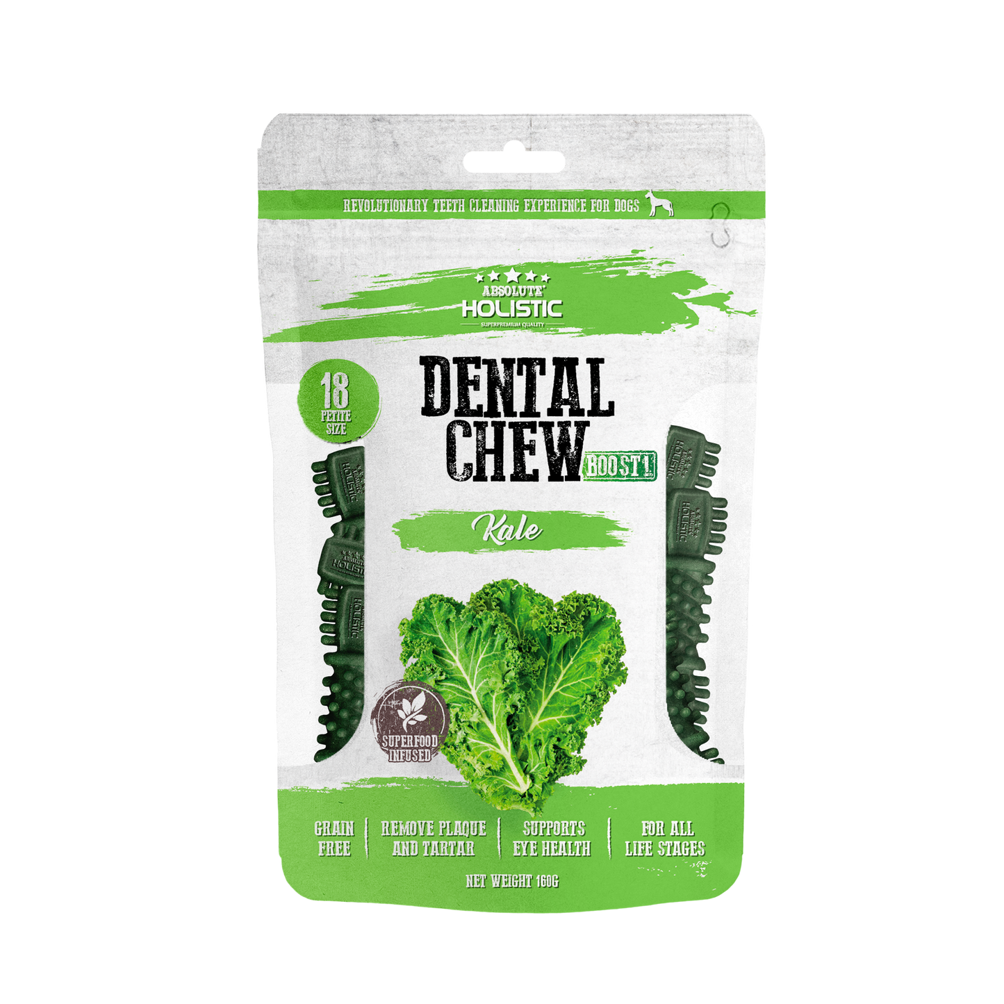 [As Low As $6 Each] Absolute Holistic Boost Kale Petite Dental Chew Value Pack for Dogs 160g