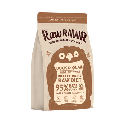 Raw Rawr Duck & Quail Freeze Dried Raw Diet Dog & Cat Food 350g