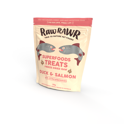 Raw Rawr Duck, Salmon & Strawberries Freeze Dried Raw Dog & Cat Treat 50g