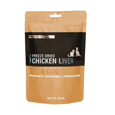 Freeze Dry Australia Freeze Dried Chicken Liver Cat and Dog Treats 80g