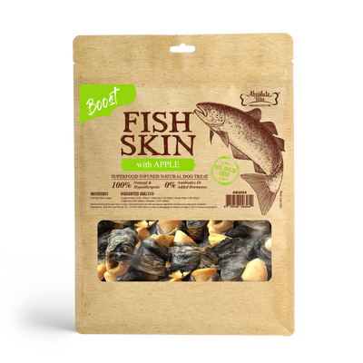 Absolute Bites Air Dried Cod Fish Skin with Apple Dog Treats (Large Bag) 450g