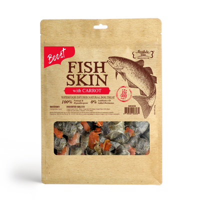 Absolute Bites Air Dried Cod Fish Skin with Carrot Dog Treats (Large Bag) 450g