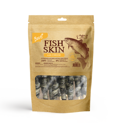 Absolute Bites Air Dried Cod Fish Skin with Cheese Dog Treats (Small Bag) 100g