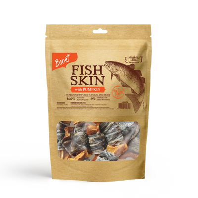 Absolute Bites Air Dried Cod Fish Skin with Pumpkin Dog Treats (Small Bag) 90g
