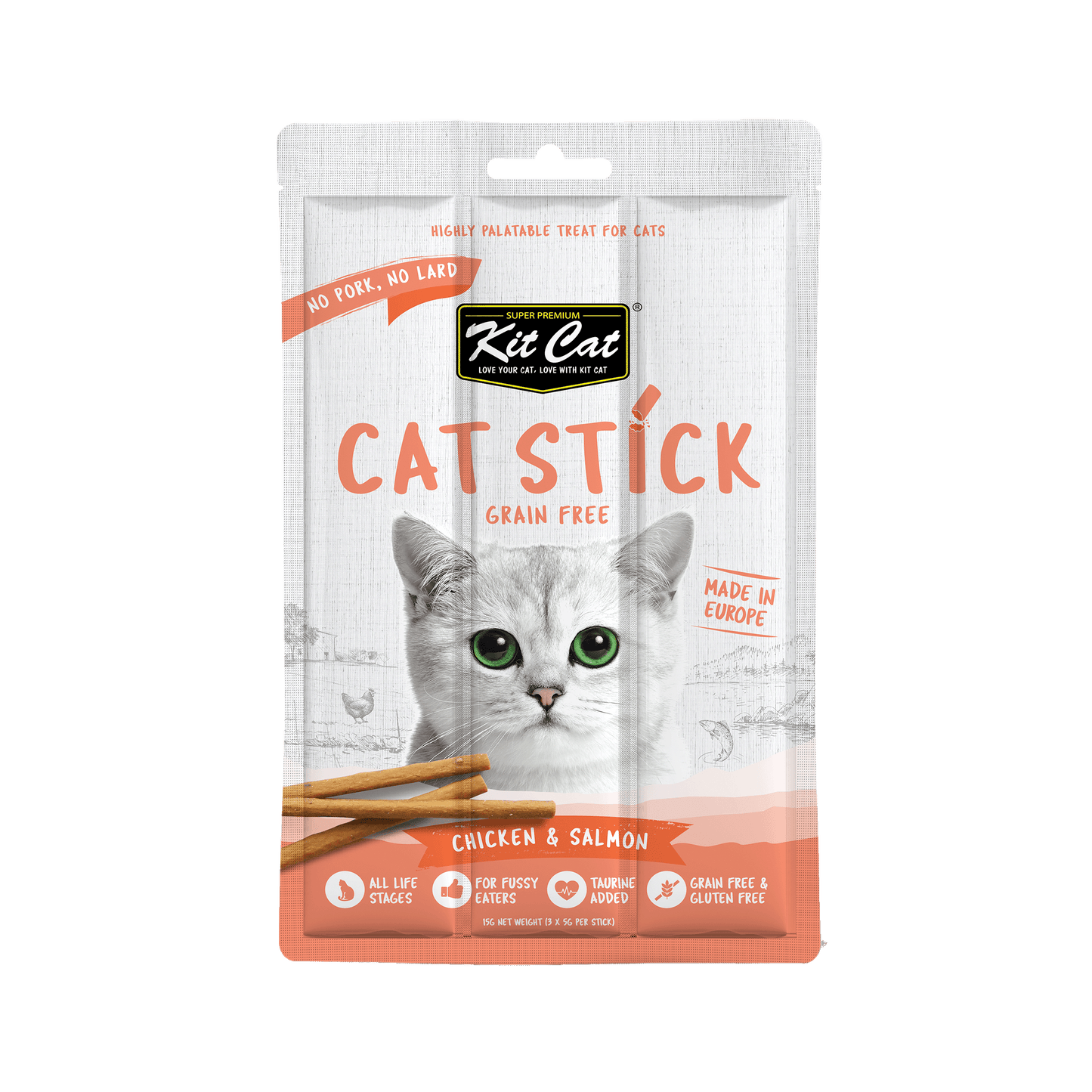 [As Low As $1.35] Kit Cat Chicken & Salmon Cat Stick Treat 15g