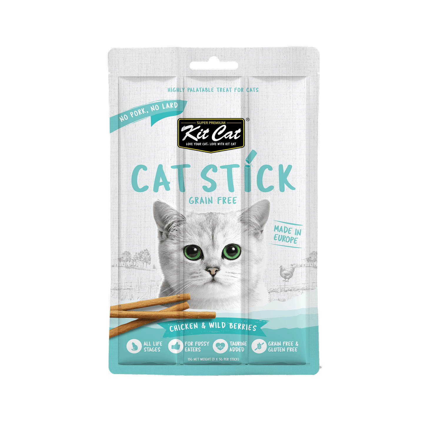 [As Low As $1.35] Kit Cat Chicken & Wild Berries Cat Stick Treat 15g