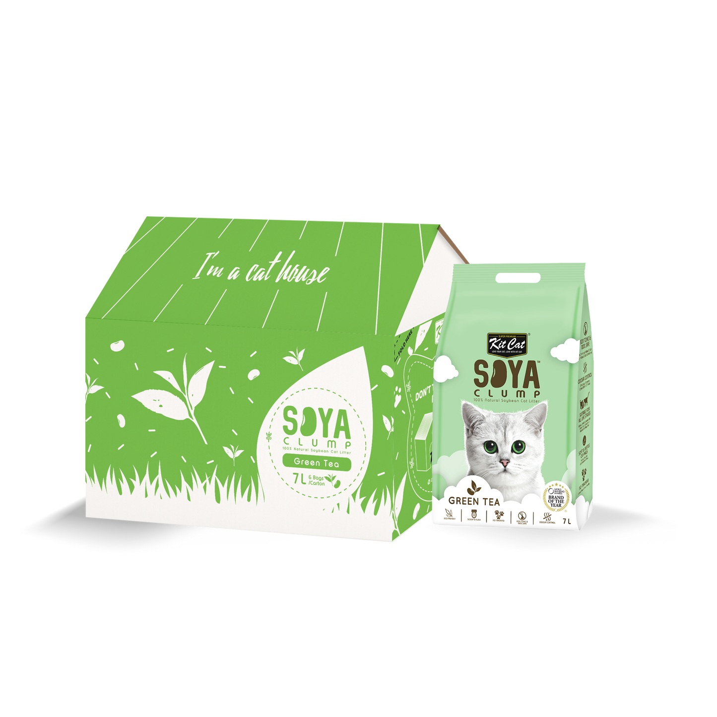 Kit Cat Soya Clump Cat Litter Green Tea 7L (Bundle of 6)