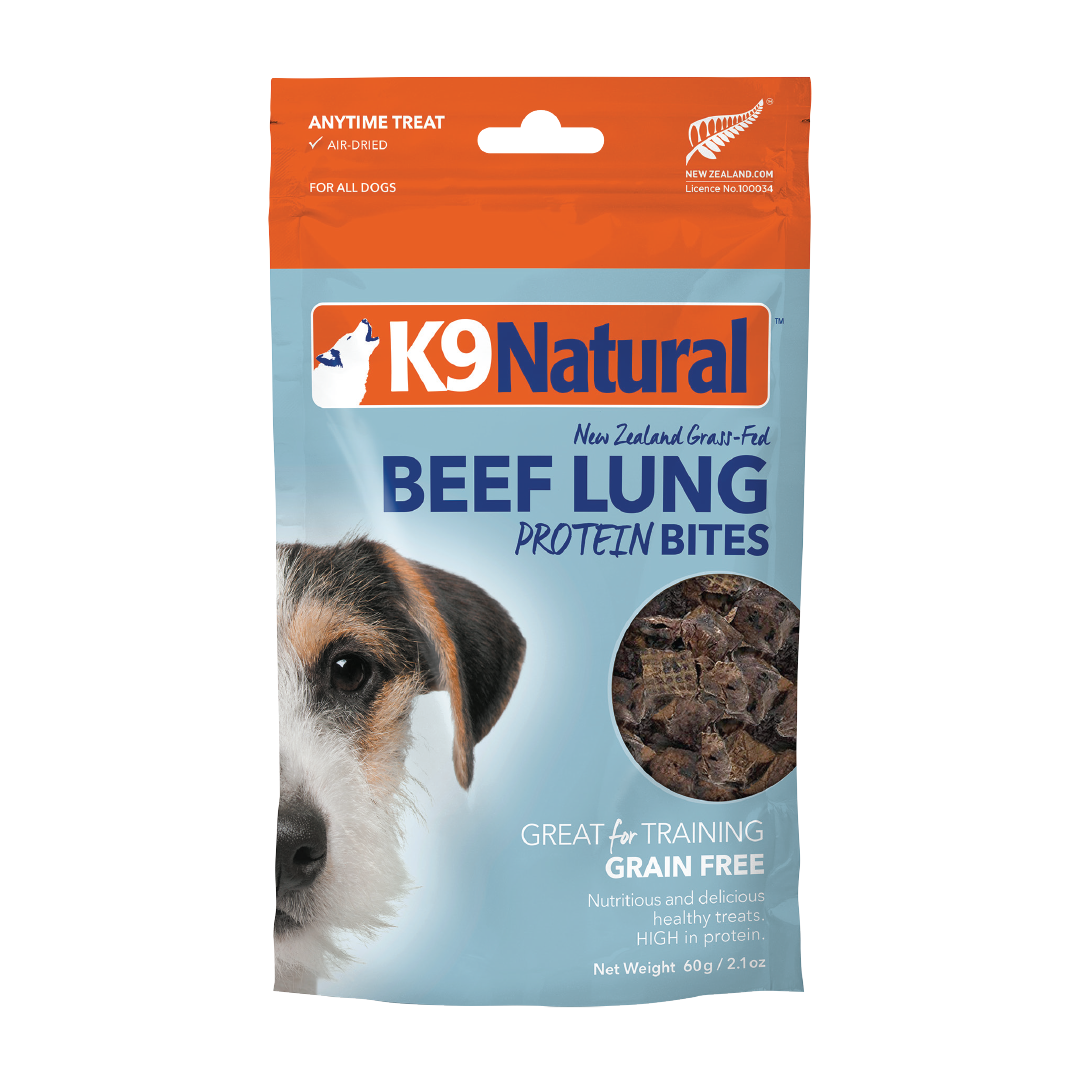 K9 Natural Air Dried Protein Bites Beef Lung Dog Treats 60g