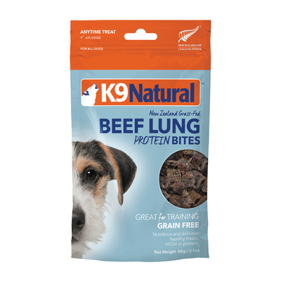 K9 Natural Air Dried Protein Bites Beef Lung Dog Treats 60g