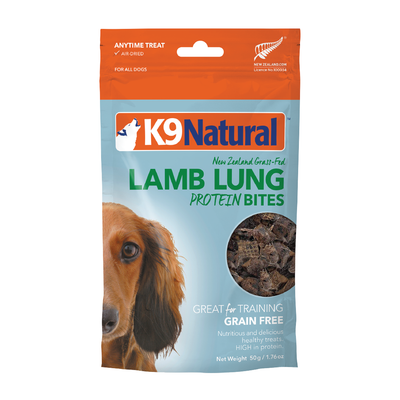 K9 Natural Air Dried Protein Bites Lamb Lung Dog Treats 50g