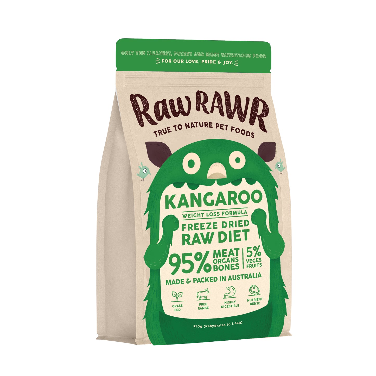 Raw Rawr Kangaroo Freeze Dried Raw Diet Dog & Cat Food 350g