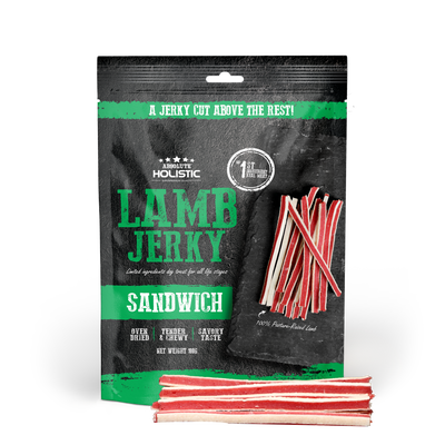 [Up to EXTRA 10% OFF] Absolute Holistic Grain-Free Lamb & Whitefish Sandwich Jerky Treat for Dogs 100g