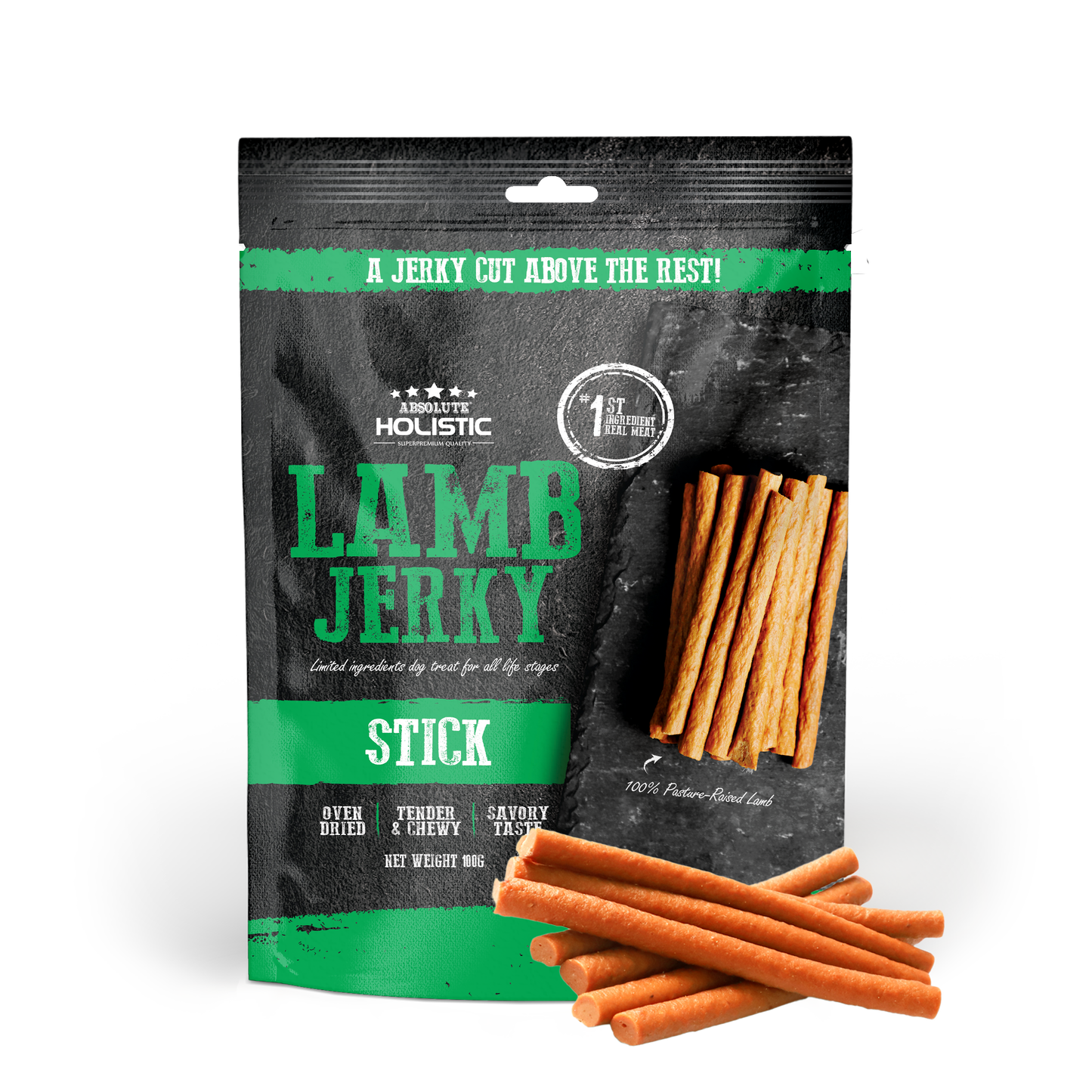 [Up to EXTRA 10% OFF] Absolute Holistic Grain-Free Lamb Loin Stick Jerky Treat for Dogs 150g