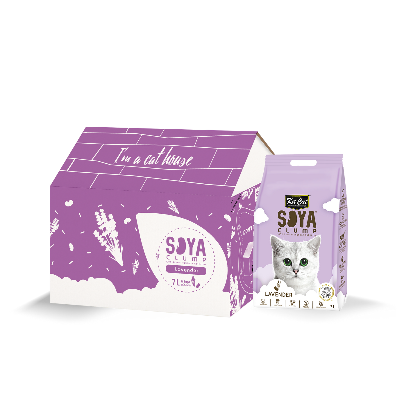 Kit Cat Soya Clump Cat Litter Lavender 7L (Bundle of 6)