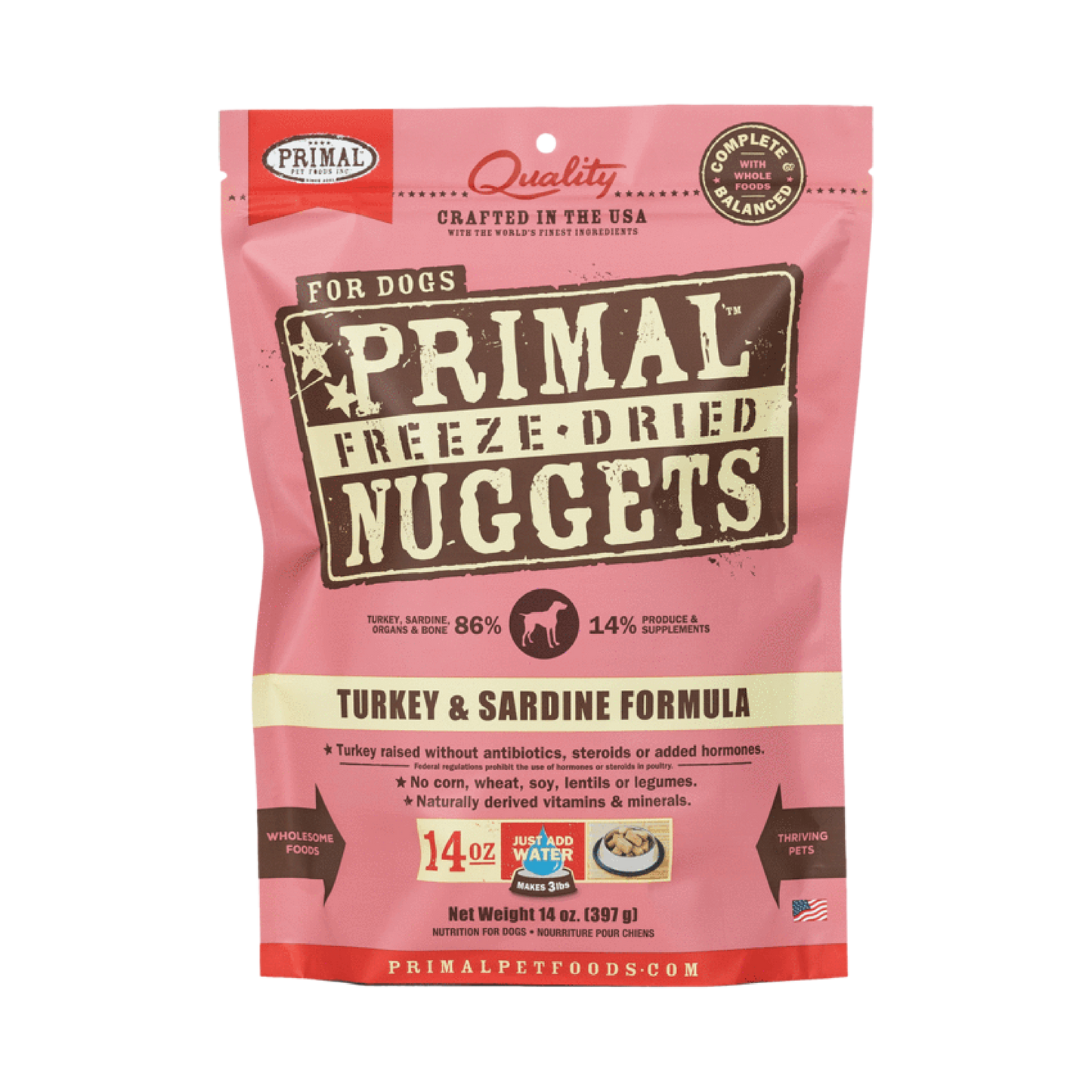 [As Low As $58 Each] Primal Freeze Dried Turkey Sardine Dog Food 14oz