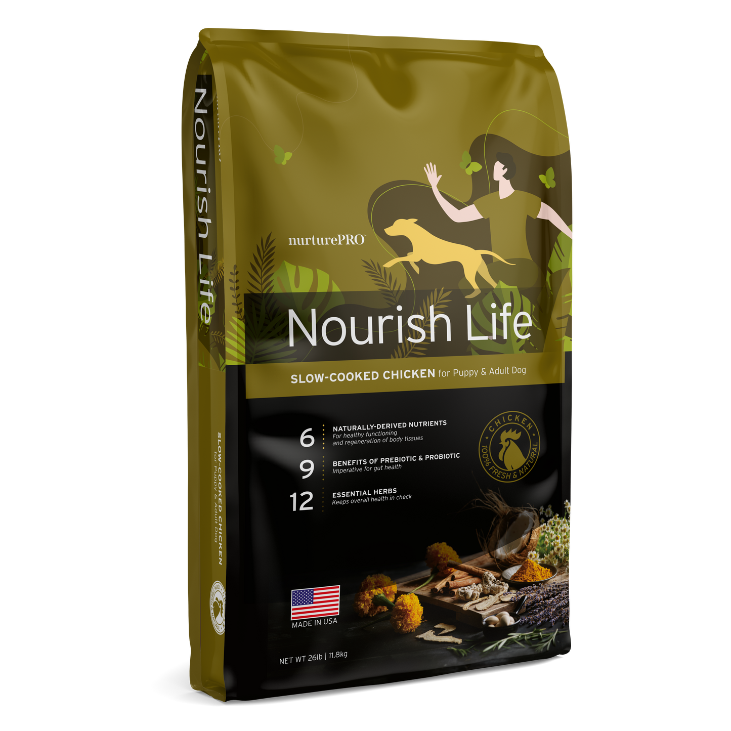 Nurture Pro Nourish Life Chicken Formula for Puppy & Active Adult Dog Dry Food (3 Sizes)