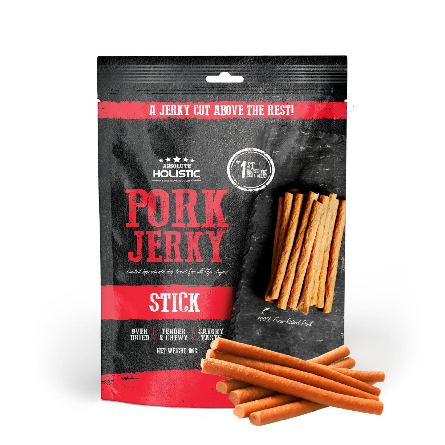 [Up to EXTRA 10% OFF] Absolute Holistic Grain-Free Pork Loin Stick Jerky Treat for Dogs 150g